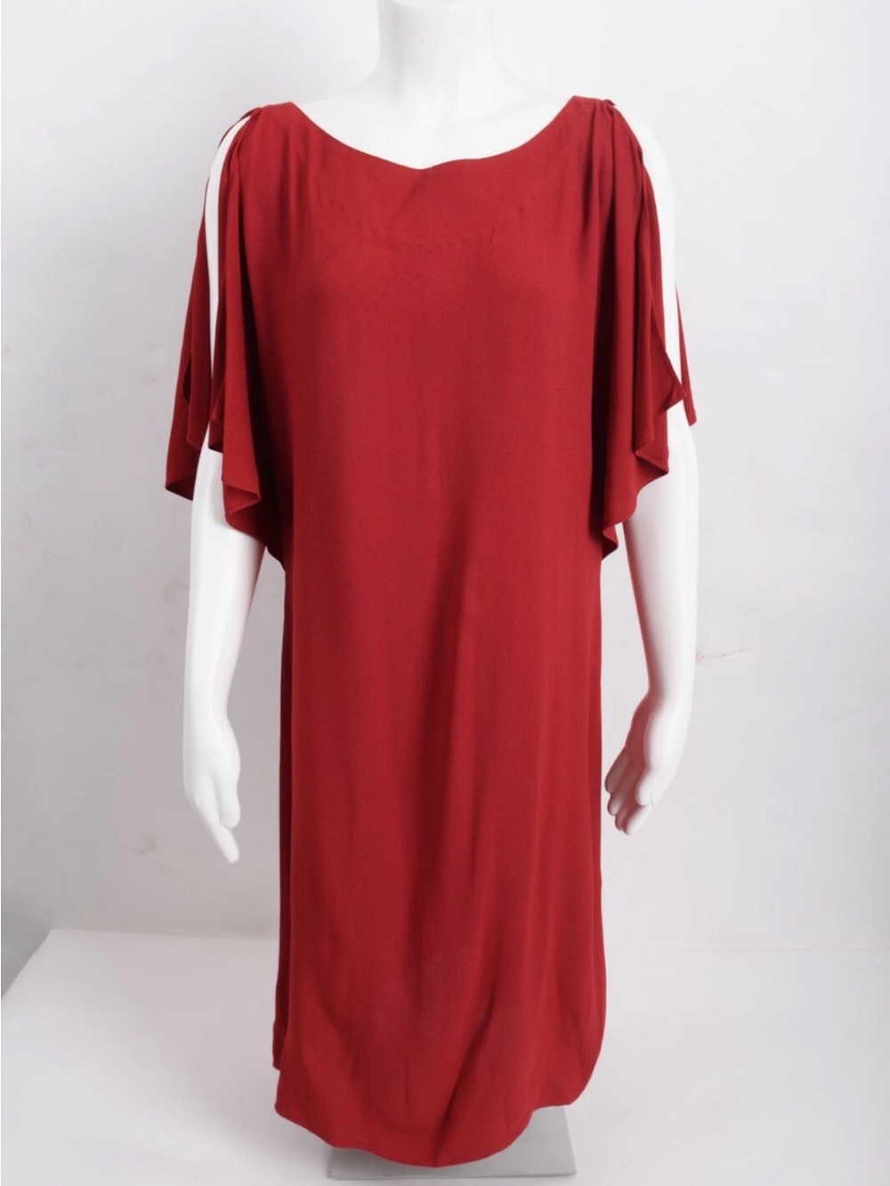 Theory Andzelika Rosina Crepe Red Flutter-Sleeve Mini Dress size 0 - Picture 13 of 16